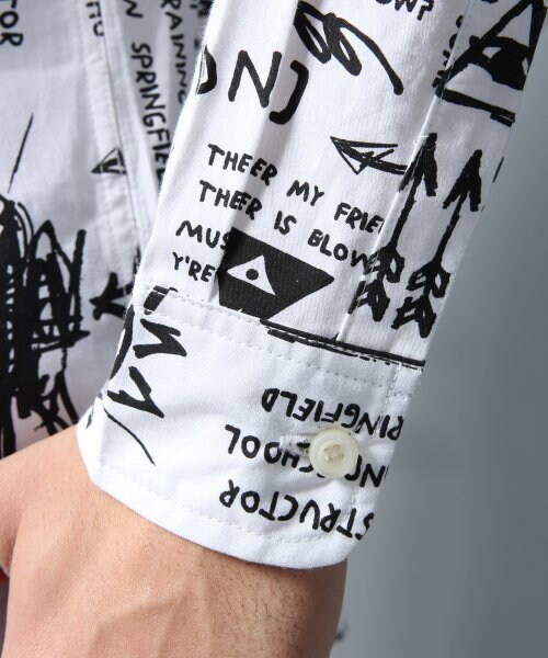 HARE（ハレ）の「ハンドタッチガラシャツ（トップス・メンズ・オフホワイト/ブラック・Ｍ/Ｓ）」の7枚目の写真