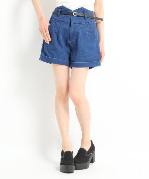 LOWRYS FARM（ローリーズファーム）の「ハイウエストショートパンツ（パンツ・レディース・ネイビー/ブラック/ブルー/オフ・Ｆ）」の4枚目の写真