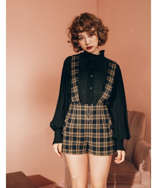 Marjorie（マージョリー）の「依舊浪漫，荷葉立領綁帶宮廷袖打褶襯衫（トップス・レディース・黑/白・F）」の13枚目の写真