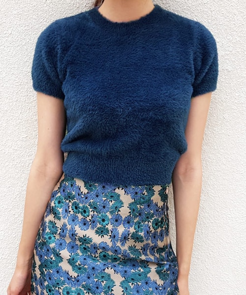 DHOLIC（ディーホリック）の「ソフトタッチショートスリーブ二ット（ニット/セーター・レディース・ホワイト/ブルー/グリーン/イエロー・FREE）」の3枚目の写真