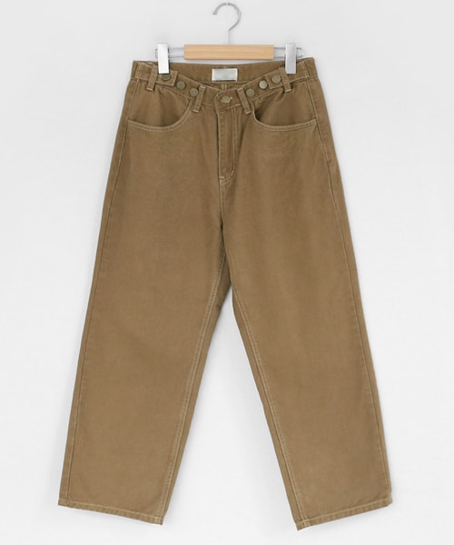 DHOLIC（ディーホリック）の「ボタンコットンワイドパンツ（その他パンツ・レディース・グリーン/ブラウン/グレー・FREE）」の3枚目の写真