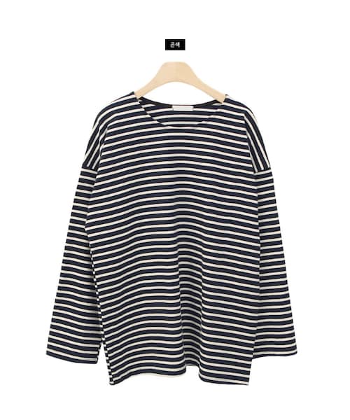 Dailyabout（デイリーアバウト）の「ルーズボーダーTシャツ（Tシャツ/カットソー・レディース・ホワイト/ベージュ/その他/ブルー/ピンク・FREE）」の5枚目の写真