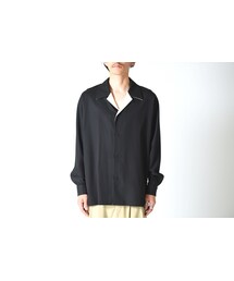 ETHOSENS | ETHOSENS ラペル切替開襟シャツ black(シャツ/ブラウス)