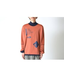 ETHOSENS | ETHOSENS リバーシブルハイネックニット navy × orange(ニット/セーター)