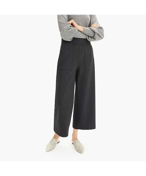 J.Crew,Ponte wide-leg crop with patch 