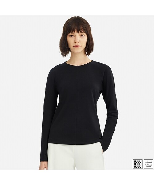 UNIQLO（ユニクロ）の「クルーネックT（長袖）（Tシャツ/カットソー・レディース・BROWN 35/BLUE 68/WHITE 00/BLACK 09・L/XL/M/S/XXL）」の3枚目の写真