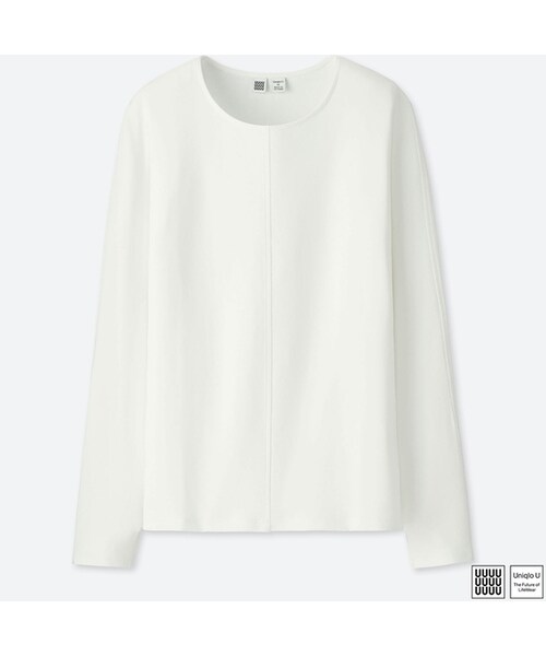 UNIQLO（ユニクロ）の「クルーネックT（長袖）（Tシャツ/カットソー・レディース・BROWN 35/BLUE 68/WHITE 00/BLACK 09・L/XL/M/S/XXL）」の2枚目の写真