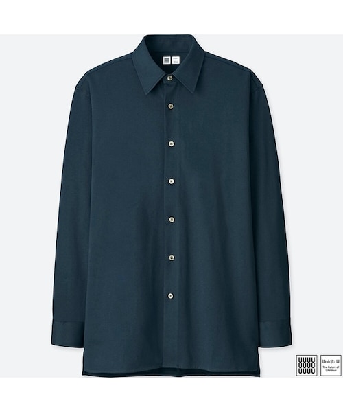 UNIQLO（ユニクロ）の「スーピマコットンジャージーシャツ（長袖）（シャツ/ブラウス・メンズ・BLACK 09/WHITE 00/BLUE 68・M/S/XXL/L/XL）」の3枚目の写真