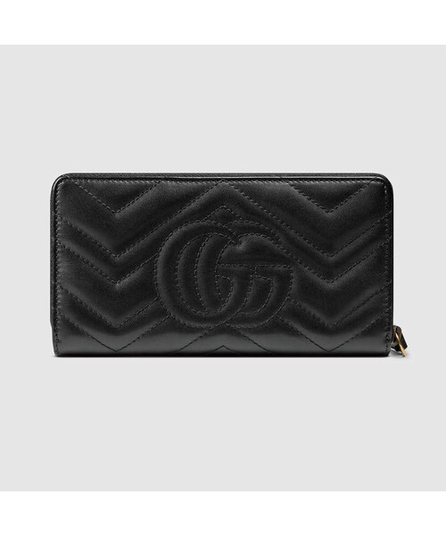GUCCI 長財布 黒 マーモント　キルティング GUCCI グッチ 財布 長財布 ラウンドファスナー GGマーモント