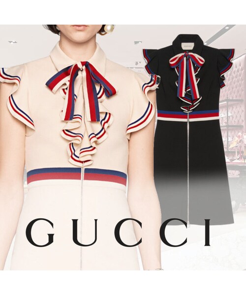 Gucci グッチ の 送料込 Gucci ウェブ ワンピース ドレス フリル 2色 黒 白 バックパック リュック Wear