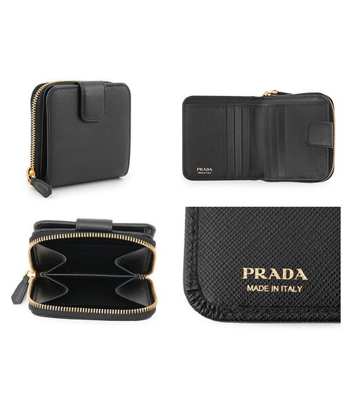 【だいや】PRADA 二つ折り財布 ブラック PRADA（プラダ）の「プラダ 1ML522 QWA F0002 SAFFIANO METAL 二