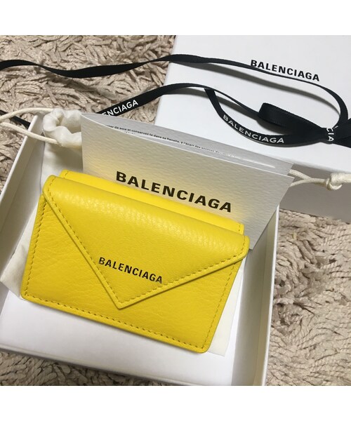 BALENCIAGA（バレンシアガ）の「バレンシアガ ペーパーミニウォレット イエロー ミニ財布（財布）」 - WEAR