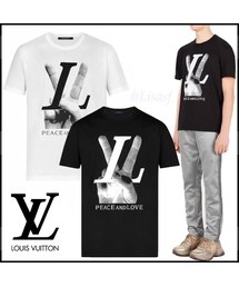ひぃ　ルイヴィトンハンドLVTシャツpeaceand love Ｍサイズ AW18 Louis Vuitton 'Peace & Love' Black Graphic T-Shirt