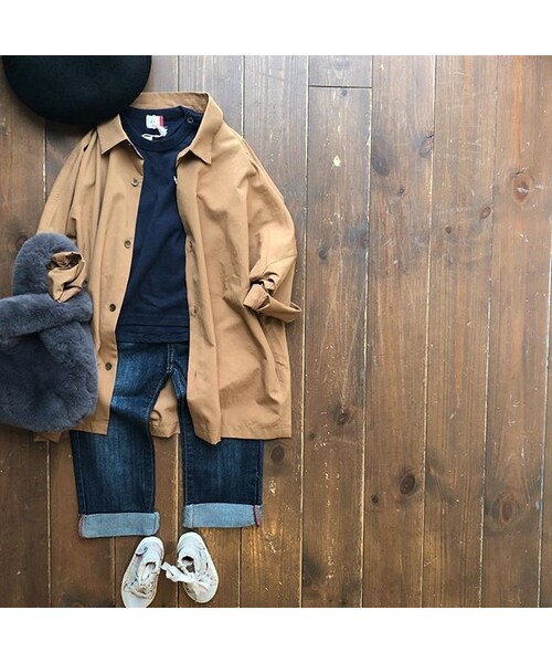 cache cache（カシュ カシュ）の「ARCH&LINE 9/S WIDE LONG SHIRT(BEIGE)（シャツ/ブラウス・キッズ・その他）」の2枚目の写真