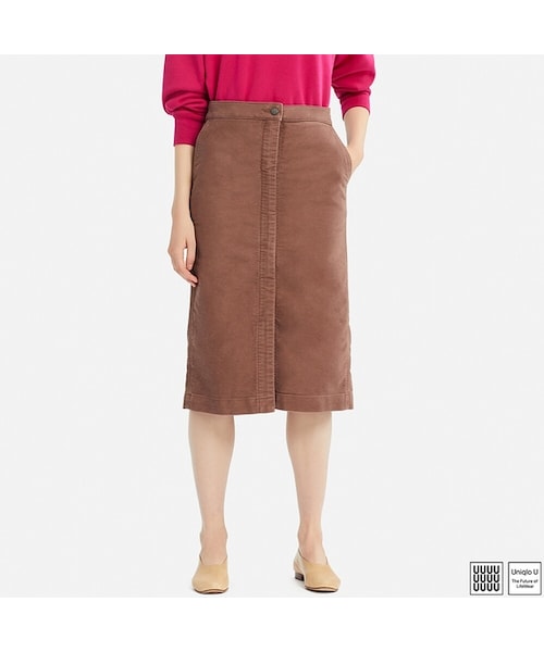 UNIQLO（ユニクロ）の「コットンミディスカート（スカート・レディース・BLACK 09/KHAKI 33/BLUE 65・73/58/64/76/67/61/70）」の2枚目の写真