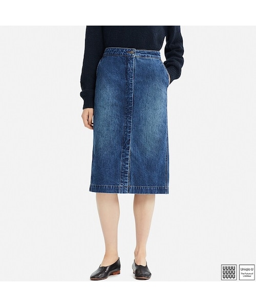 UNIQLO（ユニクロ）の「コットンミディスカート（スカート・レディース・BLACK 09/KHAKI 33/BLUE 65・73/58/64/76/67/61/70）」の3枚目の写真