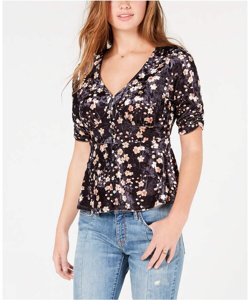 American Rag（-）の「American Rag Juniors' Printed Velvet Babydoll Top ...