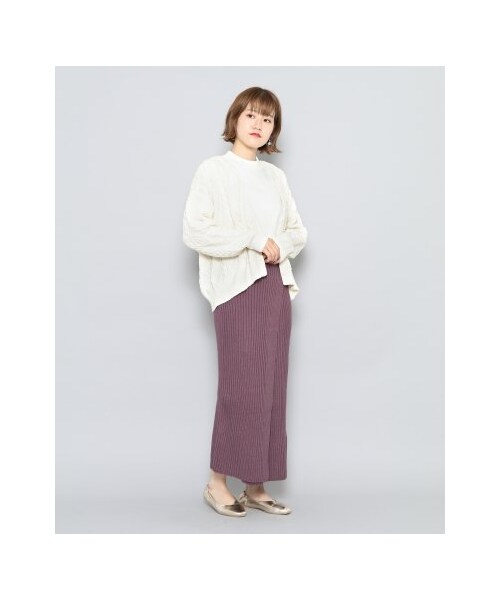 SENSE OF PLACE by URBAN RESEARCH（センスオブプレイスバイアーバンリサーチ）の「リブロングニットスカート（スカート・レディース・D.PURPLE/CHARCOAL/BEIGE・FREE）」の4枚目の写真