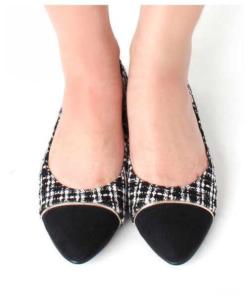 RANDA（ランダ）の「【再値下げ★33%OFF】トゥキャップカラーコンビフラットパンプス/ES2973（ヒール0-3cm・レディース・チャコール/レオパード/ネイビー/ブラック・L/M/S/LL）」の10枚目の写真