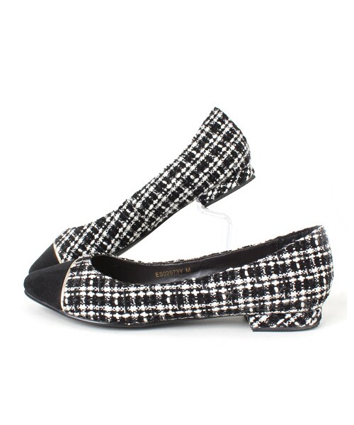 RANDA（ランダ）の「【再値下げ★33%OFF】トゥキャップカラーコンビフラットパンプス/ES2973（ヒール0-3cm・レディース・チャコール/レオパード/ネイビー/ブラック・L/M/S/LL）」の8枚目の写真