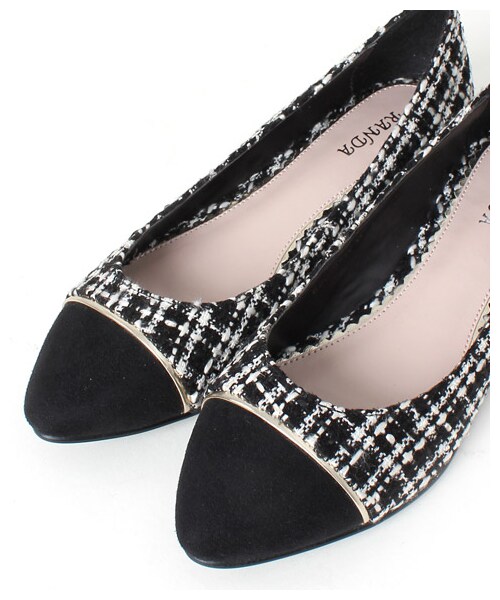 RANDA（ランダ）の「【再値下げ★33%OFF】トゥキャップカラーコンビフラットパンプス/ES2973（ヒール0-3cm・レディース・チャコール/レオパード/ネイビー/ブラック・L/M/S/LL）」の5枚目の写真