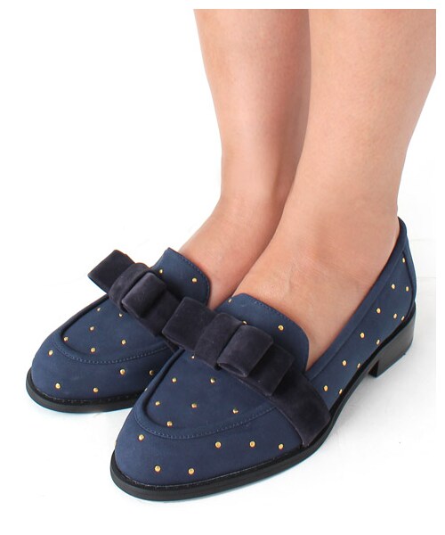 RANDA（ランダ）の「【再値下げ★28%OFF】スタッズリボンローファー/ES3086（ヒール0-3cm・レディース・ネイビー/ピンク/ベージュ/ブラック・L/M/S/LL）」の10枚目の写真