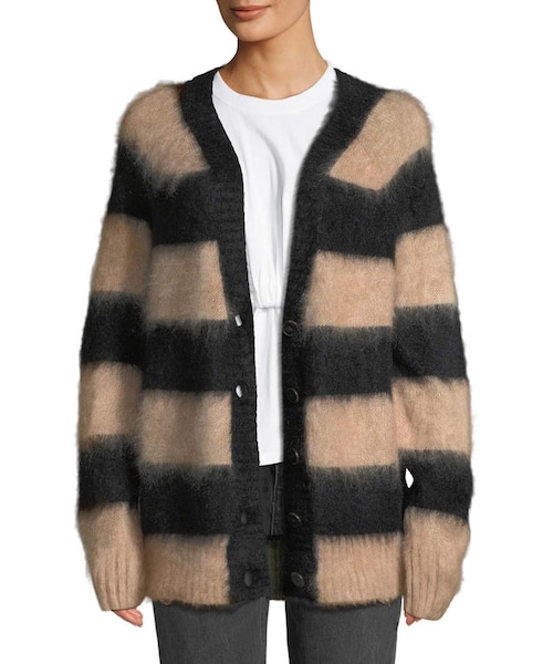 alexanderwang アレクサンダーワン モヘア ストライプ カーディガン STRIPE MOHAIR LIKE CARDIGAN / ストライプ モヘア ライク