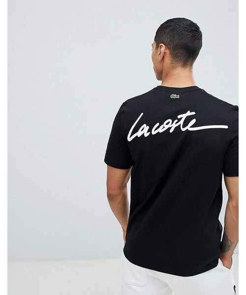 Information reference Ydeevne LACOSTE（ラコステ）の「Lacoste Live! script logo t-shirt in black（Tシャツ/カットソー）」 -  WEAR
