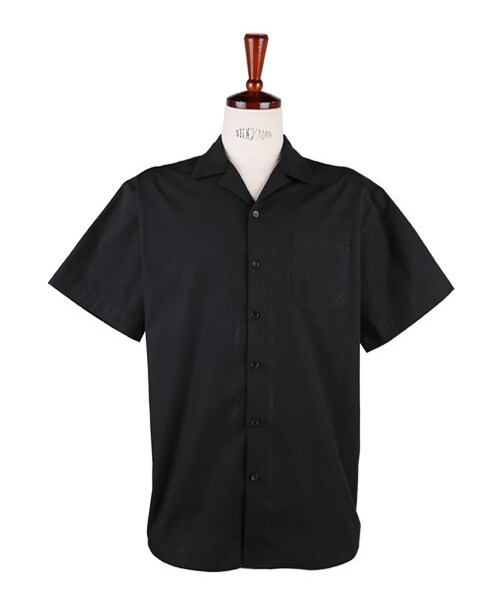 FitUs(フィットアース)の「ルーズ半袖シャツ(シャツ/ブラウス・レディース・ベージュ/ブラック・サイズS(XS-S)/サイズFREE(M-L))」の1枚目の写真