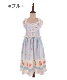 Bobon21 | いちご柄レースフリルワンピース-全２色-(ワンピース)