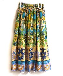 Tiffee SELECT | カラフルコットン ボタニカル花柄ロングスカート 裏地付き(スカート)