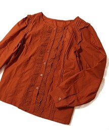 Tiffee SELECT | ピンタックティアードレースフリルノーカラーブラウス(シャツ/ブラウス)