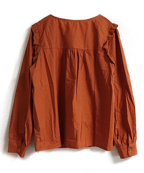 Tiffee SELECT（ティフィーセレクト）の「ピンタックティアードレースフリルノーカラーブラウス（シャツ/ブラウス・レディース・オレンジ・F）」の4枚目の写真