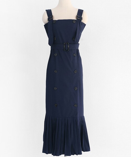 DHOLIC（ディーホリック）の「ベルトSETプリーツヘムトレンチワンピース（ワンピース・レディース・ベージュ/ブルー・FREE）」の2枚目の写真