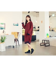 HOTPING | バイカラーラインニットワンピース(ワンピース)