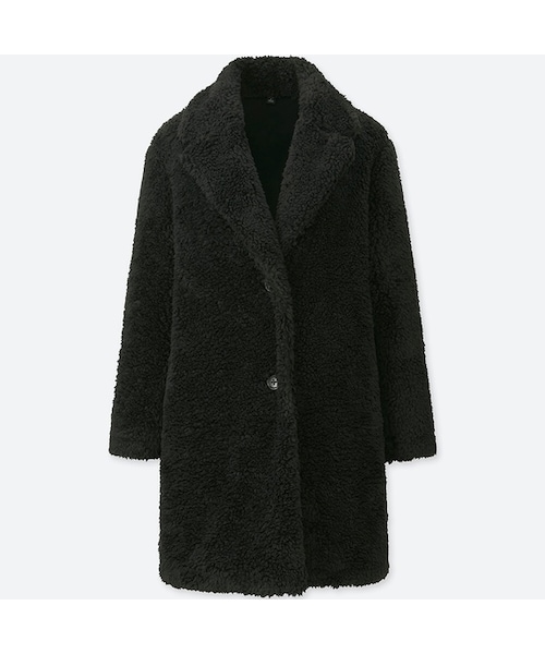 UNIQLO（ユニクロ）の「ボアフリーステーラードコート（長袖）（その他アウター・レディース・KHAKI 33/BLACK 09/BEIGE 31・M/L/XS/XXL/3XL/XL/S）」の2枚目の写真