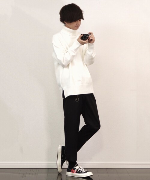 LIDNM(リドム)の「オフショルダーミドルゲージタートル【ホワイト】(ニット/セーター・メンズ・ホワイト・S.M.L)」の7枚目の写真