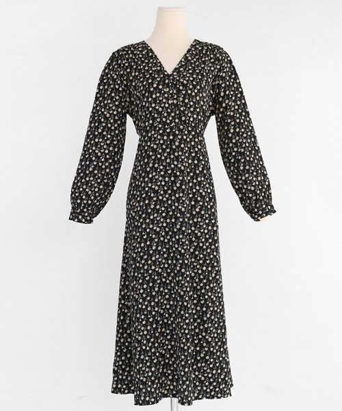 DHOLIC（ディーホリック）の「ウエストタイVネック花柄ワンピース（ワンピース・レディース・パープル/グリーン/ブラック・FREE）」の2枚目の写真