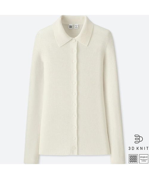 UNIQLO（ユニクロ）の「3Dエクストラファインメリノニットシャツ（長袖）（ニット/セーター・レディース・BLACK 09/BLUE 65/RED 15/WHITE 00/PINK 10・L/M/XL/S/XXL）」の2枚目の写真