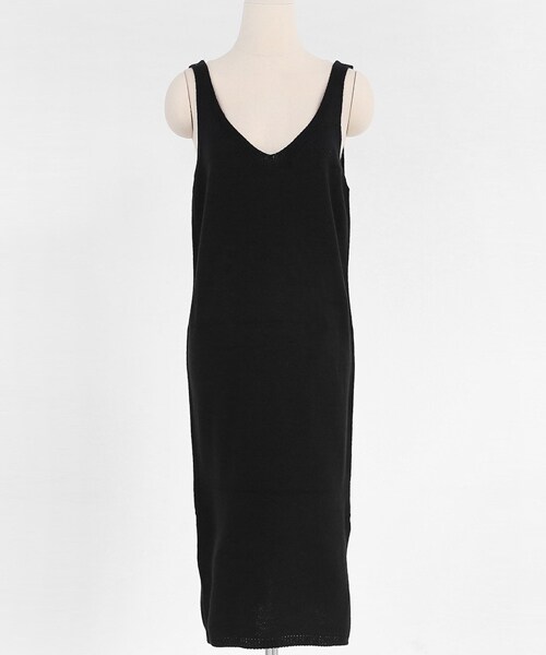 DHOLIC（ディーホリック）の「Vネックスリーブレスニットワンピース（ワンピース・レディース・ベージュ/ブラウン/ブラック/グリーン・FREE）」の2枚目の写真