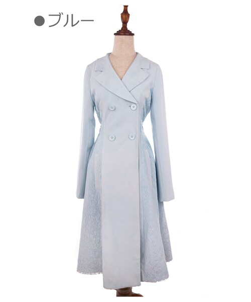 Bobon21（ボボンニジュウイチ）の「美シルエットレースロングトレンチ-全３色-（トレンチコート・レディース・ベージュ/ブルー/ピンク・M）」の2枚目の写真