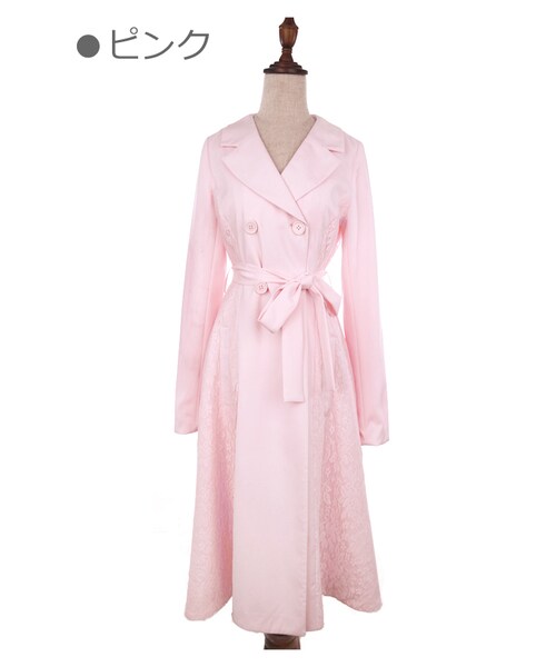 Bobon21（ボボンニジュウイチ）の「美シルエットレースロングトレンチ-全３色-（トレンチコート・レディース・ベージュ/ブルー/ピンク・M）」の3枚目の写真