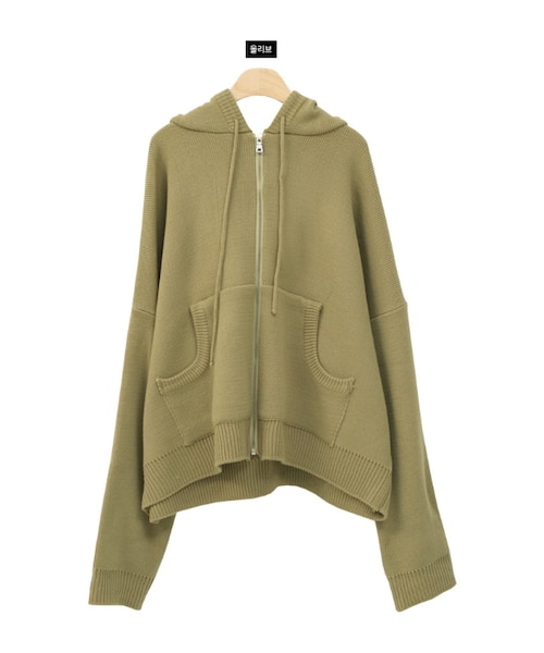 Dailyabout(デイリーアバウト)の「ニットジップアップパーカー(パーカー・レディース・グリーン/ベージュ/ピンク/ブラウン/ブラック/ホワイト・FREE)」の1枚目の写真