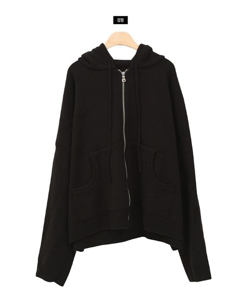 Dailyabout(デイリーアバウト)の「ニットジップアップパーカー(パーカー・レディース・グリーン/ベージュ/ピンク/ブラウン/ブラック/ホワイト・FREE)」の3枚目の写真