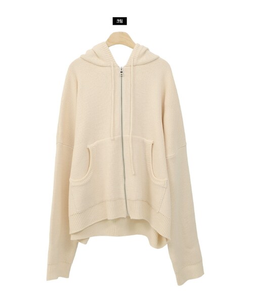 Dailyabout(デイリーアバウト)の「ニットジップアップパーカー(パーカー・レディース・グリーン/ベージュ/ピンク/ブラウン/ブラック/ホワイト・FREE)」の2枚目の写真