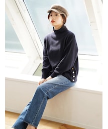 earth music&ecology | ・サイド釦ニットプルオーバー(トップス)