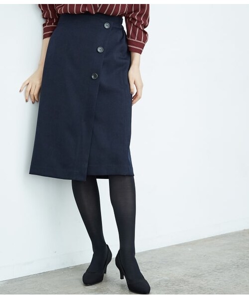 ROPE' PICNIC(ロペピクニック)の「ウーリッシュフラノアイラインスカート(スカート・レディース・ダークグリーン/ネイビー・38/40/36)」の2枚目の写真
