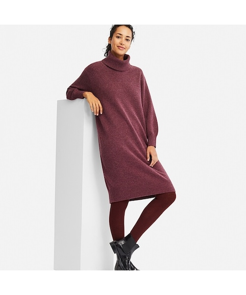 UNIQLO（ユニクロ）の「プレミアムラムタートルネックワンピース（長袖）（ニット/セーター・レディース・NAVY 69/PURPLE 74/GRAY 03/GRAY 07・M/XXL/S/XS/L/XL）」の4枚目の写真