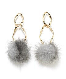 GRL | ミンクファー×2連ツイストリングピアス(ピアス（両耳用）)