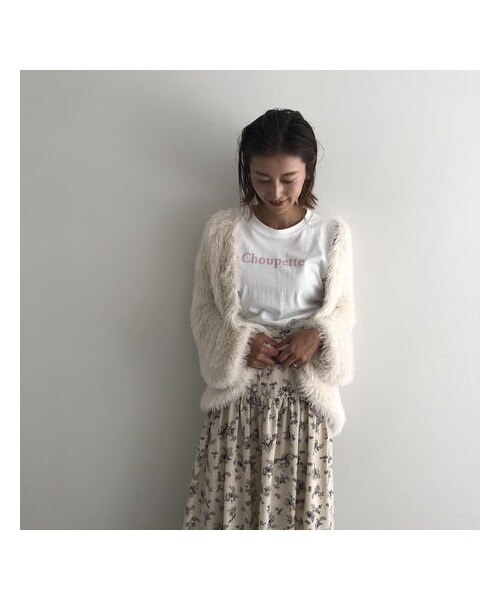 ADIRA（アディラ）の「feather knit cardigan（カーディガン/ボレロ・レディース・ピンク/ホワイト・FREE）」の2枚目の写真